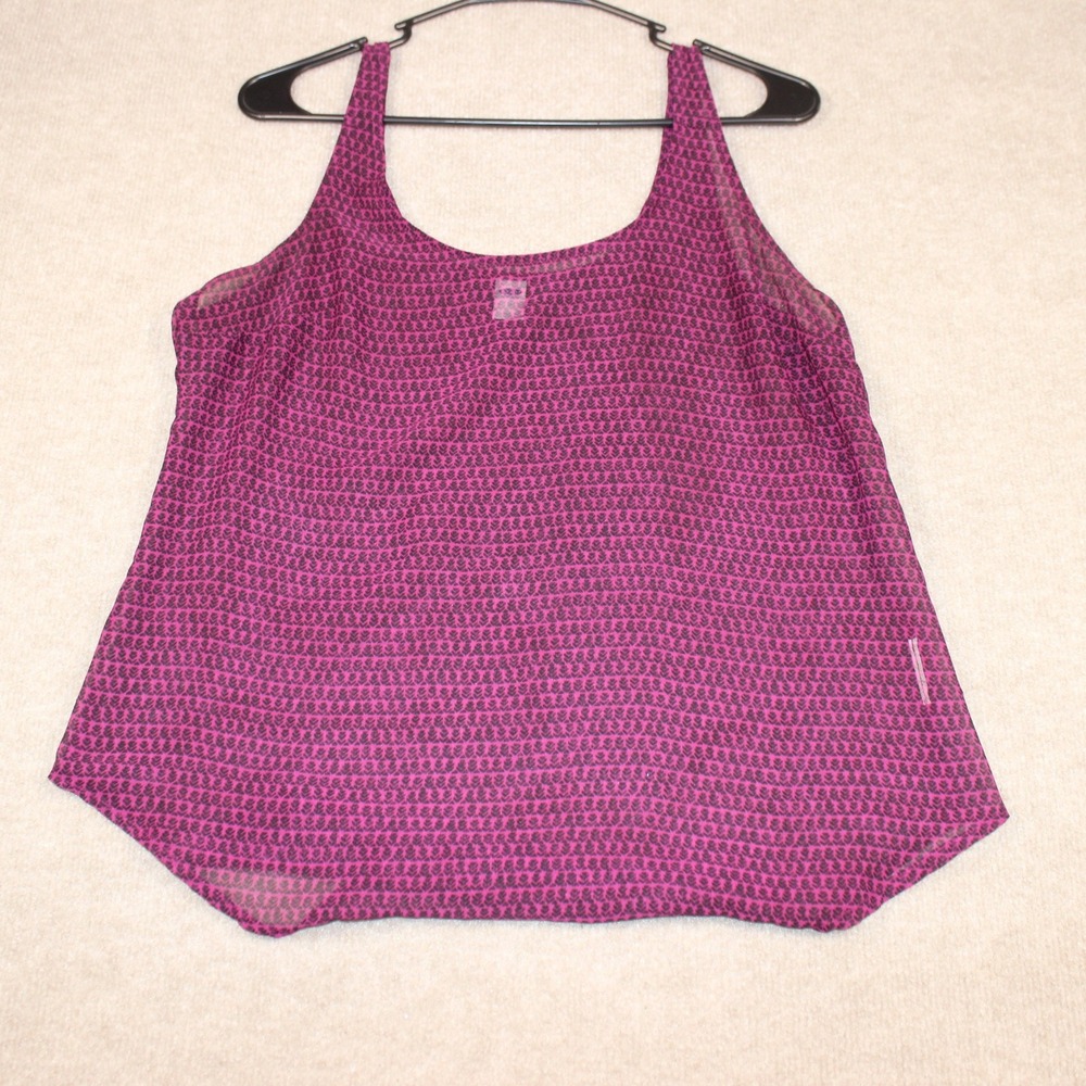 Old Navy Womens Purple Black Sheer Geometric Print Sleeveless Tank Top Size M